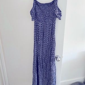 Lulus blue floral off shoulder maxi